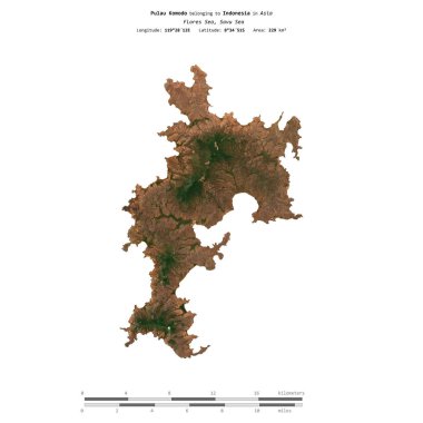 Endonezya 'ya ait Savu Denizi' ndeki Pulau Komodo, 26 Ekim 2023 'te çekilmiş bir uydu görüntüsüyle izole edildi.