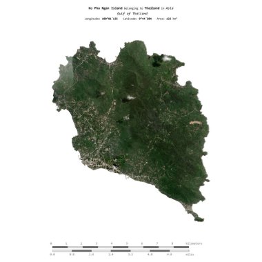 Tayland Körfezi 'ndeki Ko Pha Ngan Adası, 23 Mart 2019' da çekilmiş bir uydu görüntüsüyle izole edilmiştir.