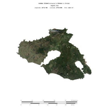Yunanistan 'a ait Ege Denizi' ndeki Lezbiyen Adası 28 Aralık 2023 'te çekilmiş uydu görüntüsüyle izole edilmiştir.