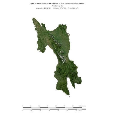 Filipinler 'deki Leyte Adası, 12 Ağustos 2021' de çekilmiş uydu görüntüsüyle izole edilmiştir.