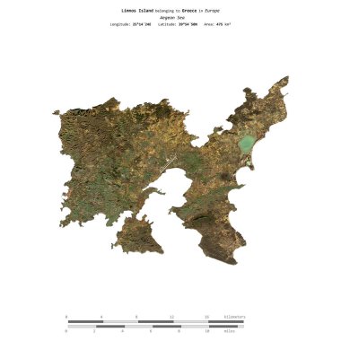 Yunanistan 'a ait Ege Denizi' ndeki Limnos Adası, 26 Aralık 2022 'de çekilmiş bir uydu görüntüsüyle izole edilmiştir.
