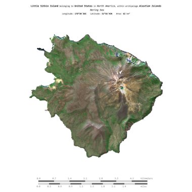 Amerika Birleşik Devletleri 'ne ait Bering Denizi' ndeki küçük Sitkin Adası 29 Eylül 2020 'de çekilmiş bir uydu görüntüsüyle izole edilmiştir.