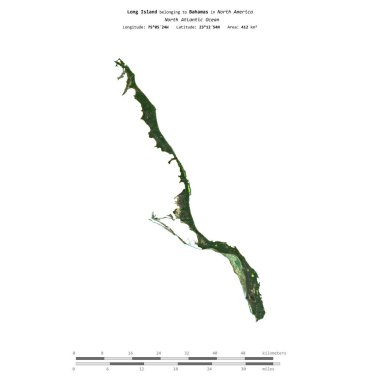 Bahamalar 'a ait olan Kuzey Atlantik Okyanusu' ndaki Long Island, 11 Ocak 2024 'te çekilmiş bir uydu görüntüsüyle izole edilmiştir.