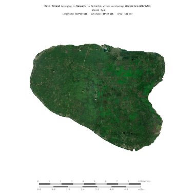 Vanuatu 'ya ait Mercan Denizi' ndeki Malo Adası, 7 Temmuz 2023 'te çekilmiş bir uydu görüntüsüyle izole edilmiştir.