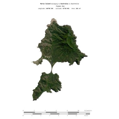 Tasman Denizi 'ndeki Maria Adası, Avustralya' ya ait, 3 Şubat 2024 'te çekilmiş bir uydu görüntüsü ile izole edilmiştir.