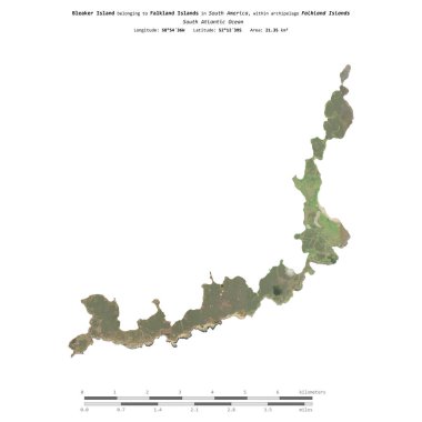 Falkland Adaları 'na ait olan Güney Atlantik Okyanusu' ndaki Bleaker Adası 5 Kasım 2023 'te çekilmiş bir uydu görüntüsüyle izole edilmiştir.