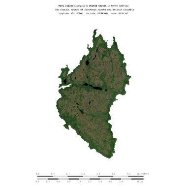 Güneydoğu Alaska ve Britanya Kolumbiyası 'nın Sahil Suları' ndaki Mary Adası, 6 Temmuz 2023 'te çekilmiş bir uydu görüntüsüyle izole edilmiştir.