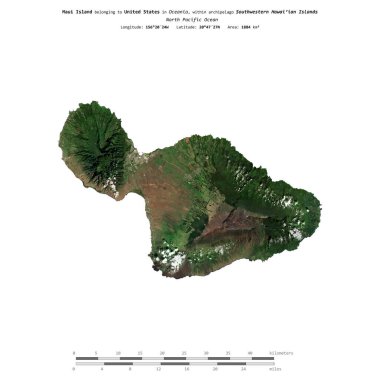 Amerika Birleşik Devletleri 'ne ait Kuzey Pasifik Okyanusu' ndaki Maui Adası 7 Aralık 2017 'de çekilmiş uydu görüntüsüyle izole edilmiştir.
