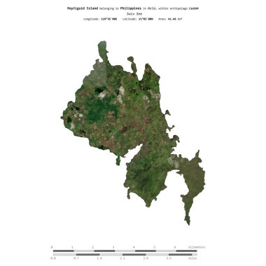 Filipinler 'e ait Sulu Denizi' ndeki Maytiguid Adası 22 Şubat 2020 'de çekilmiş bir uydu görüntüsüyle izole edilmiştir.