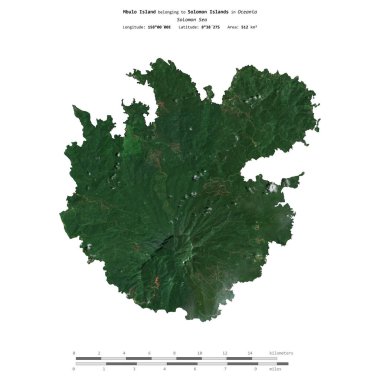 Solomon Adaları 'na ait Solomon Denizi' ndeki Mbulo Adası 14 Şubat 2024 'te çekilmiş uydu görüntüsüyle izole edilmiştir.
