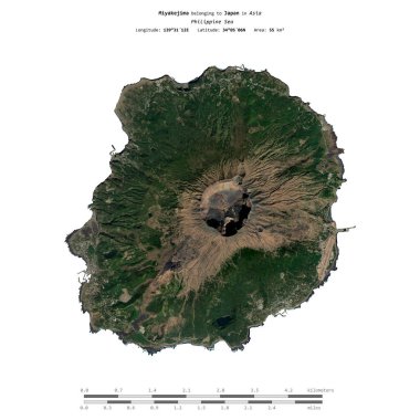 Japonya 'ya ait olan Filipin Denizi' nde Miyakejima, 13 Aralık 2023 'te çekilmiş bir uydu görüntüsüyle izole edildi.