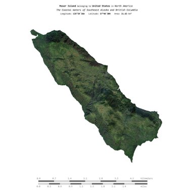 Güneydoğu Alaska ve Britanya Kolumbiyası 'nın Sahil Suları' ndaki Moser Adası 30 Temmuz 2020 'de çekilmiş uydu görüntüsüyle izole edilmiştir.