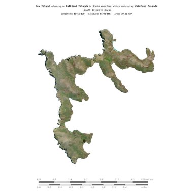 Falkland Adaları 'na ait olan Güney Atlantik Okyanusu' ndaki New Island, 17 Ekim 2023 'te çekilmiş bir uydu görüntüsüyle izole edilmiştir.