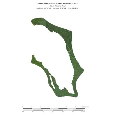 Güney Pasifik Okyanusu 'ndaki Nissan Adası, Papua Yeni Gine' ye ait, 1 Temmuz 2021 'de çekilmiş bir uydu görüntüsüyle izole edilmiştir.
