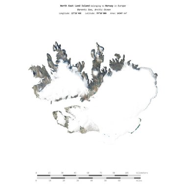 Norveç 'e ait Barents Denizi' ndeki Kuzey Doğu Kara Adası 3 Ağustos 2018 'de çekilmiş uydu görüntüsüyle izole edilmiştir.