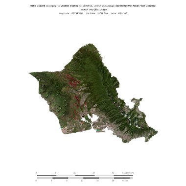 Amerika Birleşik Devletleri 'ne ait Kuzey Pasifik Okyanusu' ndaki Oahu Adası 10 Ocak 2023 'te çekilmiş bir uydu görüntüsüyle izole edilmiştir.