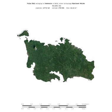 Endonezya 'ya ait Molukka Denizi' ndeki Pulau Ölüm ilanı, 1 Aralık 2023 'te çekilmiş bir uydu görüntüsüyle izole edildi.