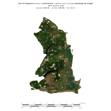 Kuzey Atlantik Okyanusu 'ndaki Ilha de Orangozinho, Gine-Bissau' ya ait, 19 Ocak 2023 'te çekilmiş bir uydu görüntüsüyle izole edilmiştir.