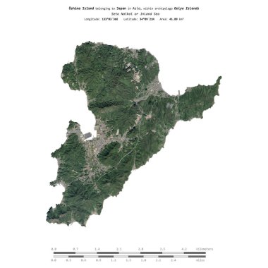 Japonya 'ya ait Seto Naikai veya İç Denizi' ndeki Oshima Adası, 17 Temmuz 2023 'te çekilmiş bir uydu görüntüsüyle izole edilmiştir.