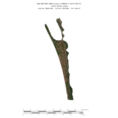 Meksika 'ya ait Kuzey Pasifik Okyanusu' ndaki Isla del Otro Lado Adası, 4 Şubat 2024 'te çekilmiş uydu görüntüsüyle izole edilmiştir.