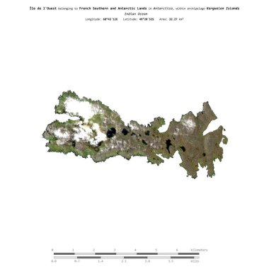 Hint Okyanusu 'ndaki Ile de l' Ouest, Fransız Güney ve Antarktika topraklarına ait, 30 Kasım 2021 'de çekilmiş bir uydu görüntüsüyle izole edilmiş,