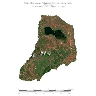 Filipinler 'deki Pacijan Adası, 22 Nisan 2019' da çekilmiş uydu görüntüsüyle izole edilmiştir.