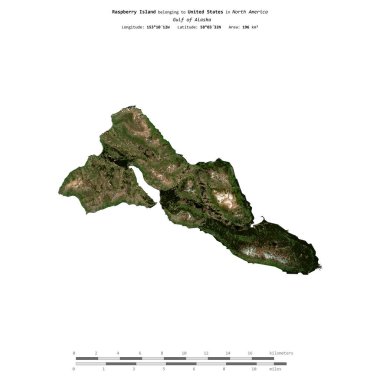 Amerika Birleşik Devletleri 'ne ait Alaska Körfezi' ndeki Ahududu Adası, 6 Haziran 2021 'de çekilmiş bir uydu görüntüsüyle izole edilmiştir.