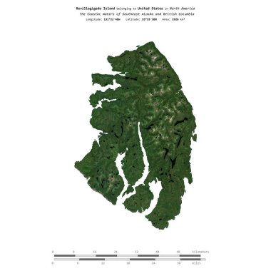 Amerika Birleşik Devletleri 'ne ait Güneydoğu Alaska ve Britanya Kolumbiyası' nın Sahil Suları 'ndaki Revillagigedo Adası, 19 Ağustos 2018' de çekilmiş bir uydu görüntüsüyle izole edilmiştir.