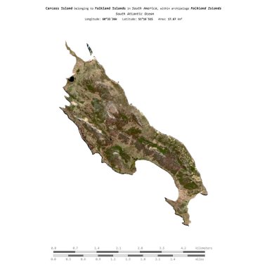 Falkland Adaları 'na ait Güney Atlantik Okyanusu' ndaki Carcass Adası 19 Ekim 2023 'te çekilmiş uydu görüntüsüyle izole edilmiştir.