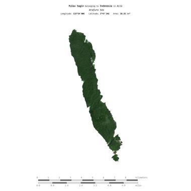 Endonezya 'ya ait Arafura Denizi' ndeki Pulau Sagin, 8 Mart 2018 'de çekilmiş bir uydu görüntüsüyle izole edildi.