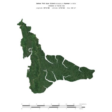 Andaman veya Burma Denizi 'ndeki Sakhan Thit Kyun Adası, Myanmar' a ait, 15 Aralık 2021 'de çekilmiş bir uydu görüntüsüyle izole edilmiştir.