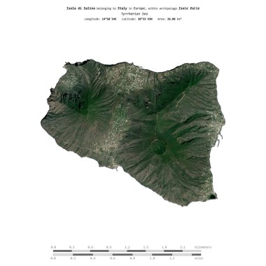 İtalya 'ya ait Tyrhenian Denizi' nde bulunan Isola di Salina, 24 Ekim 2023 'te çekilmiş bir uydu görüntüsüyle izole edildi.