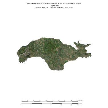 Yunanistan 'a ait Ege Denizi' ndeki Samos Adası, 19 Ekim 2023 'te çekilmiş bir uydu görüntüsüyle izole edilmiştir.