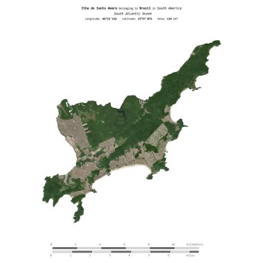 Brezilya 'ya ait Güney Atlantik Okyanusu' ndaki Ilha de Santo Amaro, 10 Haziran 2023 'te çekilmiş uydu görüntüsüyle izole edilmiştir.