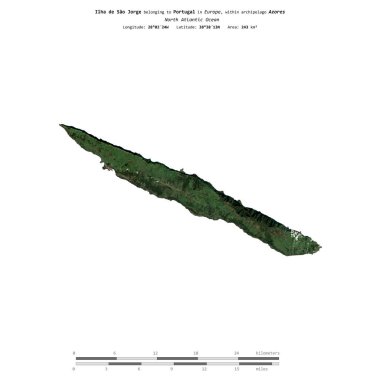 Portekiz 'e ait Kuzey Atlantik Okyanusu' ndaki Ilha de Sao Jorge, 18 Ocak 2023 'te çekilmiş uydu görüntüsüyle izole edilmiştir.