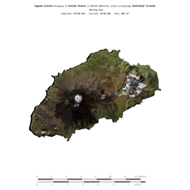 Bering Denizi 'ndeki Seguam Adası, 17 Ekim 2020' de çekilmiş bir uydu görüntüsüyle izole edilmiştir.