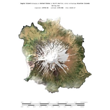 Amerika Birleşik Devletleri 'ne ait Bering Denizi' ndeki Segula Adası, 29 Eylül 2020 'de çekilmiş uydu görüntüsüyle izole edilmiştir.