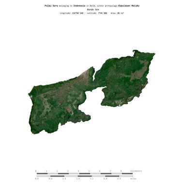 Endonezya 'ya ait Banda Denizi' ndeki Pulau Sera, 17 Ağustos 2021 'de çekilmiş bir uydu görüntüsüyle izole edildi.