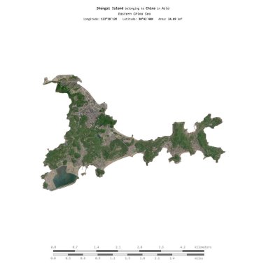 Çin 'e ait Doğu Çin Denizi' ndeki Shengsi Adası 30 Nisan 2021 'de çekilmiş uydu görüntüsüyle izole edilmiştir.