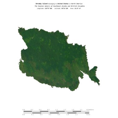 Amerika Birleşik Devletleri 'ne ait Güneydoğu Alaska ve Britanya Kolumbiyası' nın Sahil Suları 'ndaki Shrubby Adası 29 Temmuz 2023' te çekilmiş bir uydu görüntüsüyle izole edilmiştir.