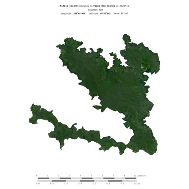 Solomon Denizi 'ndeki Sideia Adası, Papua Yeni Gine' ye ait. 27 Ekim 2022 'de çekilmiş bir uydu görüntüsüyle izole edilmiş.