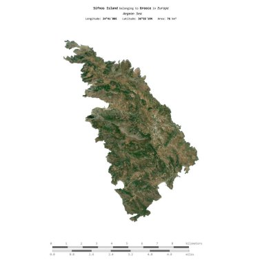 Yunanistan 'a ait Ege Denizi' ndeki Sifnos Adası, 26 Mart 2023 'te çekilmiş bir uydu görüntüsüyle izole edilmiştir.