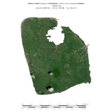 Filipinler 'e ait Celebes Denizi' ndeki Simunul Adası, 13 Aralık 2023 'te çekilmiş uydu görüntüsüyle izole edilmiştir.