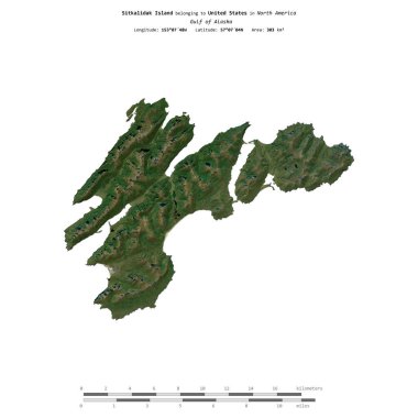 Amerika Birleşik Devletleri 'ne ait Alaska Körfezi' ndeki Sitkalidak Adası 11 Eylül 2020 'de çekilmiş uydu görüntüsüyle izole edilmiştir.
