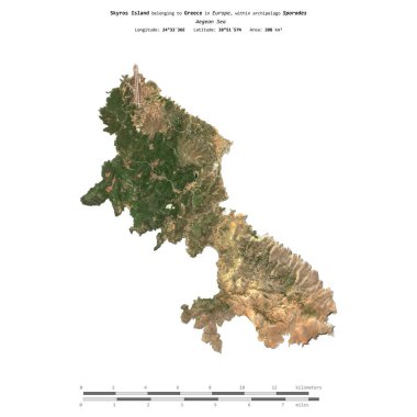 Yunanistan 'a ait Ege Denizi' ndeki Skyros Adası, 14 Temmuz 2023 'te çekilmiş bir uydu görüntüsüyle izole edilmiştir.