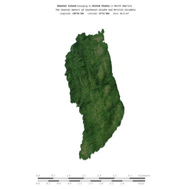 Amerika Birleşik Devletleri 'ne ait Güneydoğu Alaska ve British Columbia' nın Sahil Suları 'ndaki Smeaton Adası 27 Ekim 2023 tarihli uydu görüntüsü ile izole edildi.