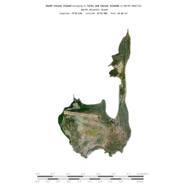 Kuzey Atlantik Okyanusu 'nda, Türk ve Caicos Adalarına ait Güney Caicos Adası, 4 Aralık 2021' de çekilen uydu görüntüsüyle izole edilmiştir.