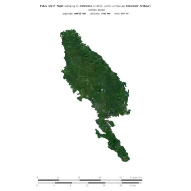 Endonezya 'ya ait Hint Okyanusu' ndaki Pulau Güney Pagai, 17 Temmuz 2021 'de çekilmiş uydu görüntüsüyle izole edilmiştir.