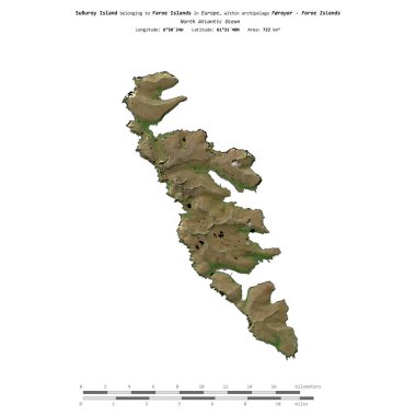 Faroe Adaları 'na ait Kuzey Atlantik Okyanusu' ndaki Suuroy Adası 20 Ekim 2019 'da çekilmiş uydu görüntüsüyle izole edilmiştir.