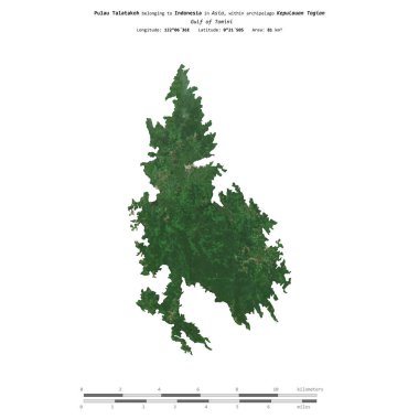 Endonezya Körfezi 'ndeki Pulau Talatakoh, 14 Eylül 2018' de çekilmiş bir uydu görüntüsüyle izole edildi.